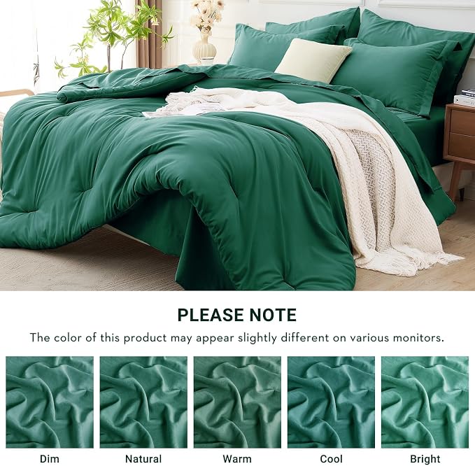 MUXHOMO 7 Pieces King Comforter Set, Soft Bed in a Bag King Size, All Season - Image 4