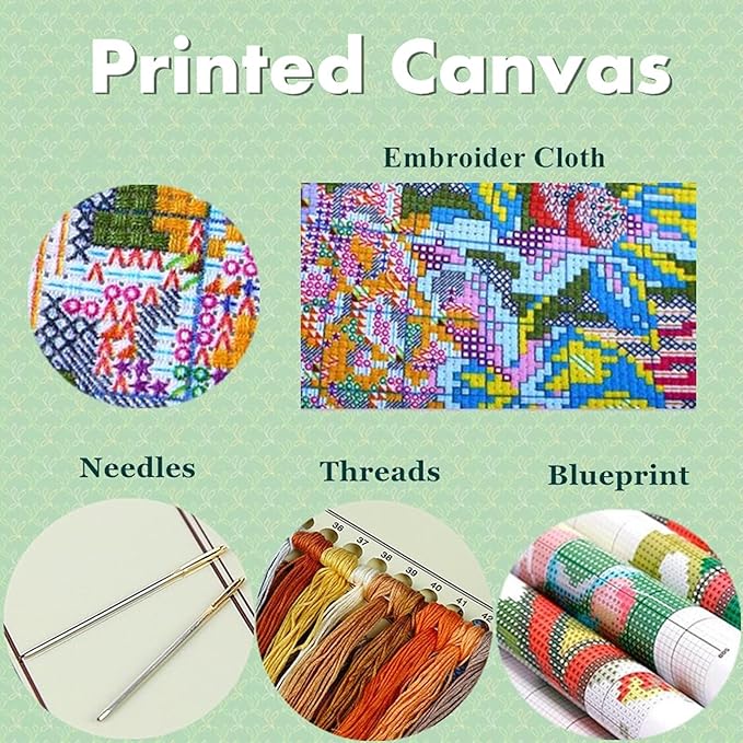 Joyhoor Cross Stitch Kits for Beginners Stamped Cross-Stitch Supplies - Image 3