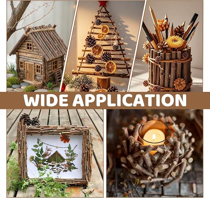 TKOnline 200Pcs Craft Sticks, 10cm 0.1-0.2 Inch in Diameter Wood Log Sticks - Image 6