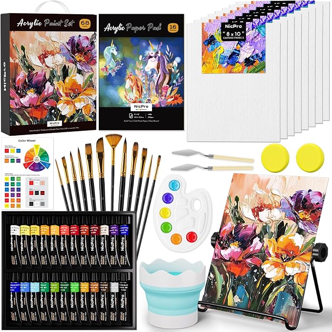 Nicpro 68PCS Acrylic Paint Canvas Set by Nicpro