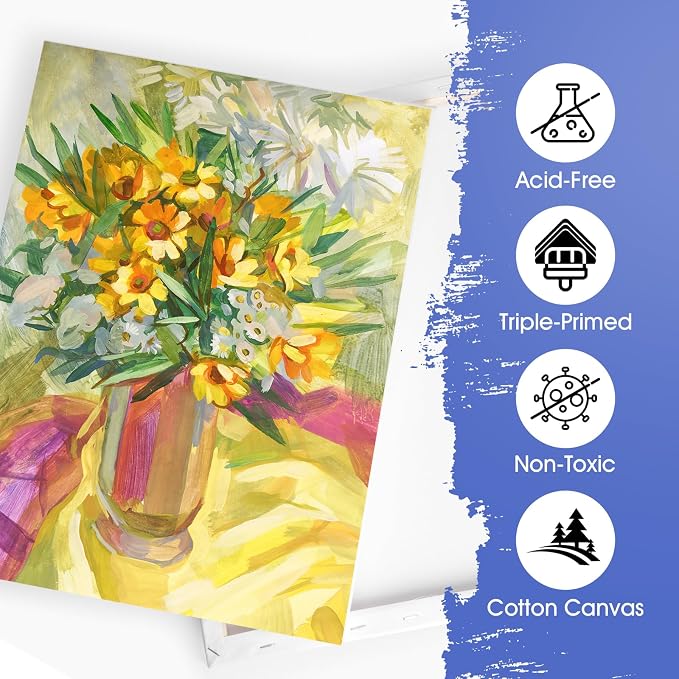ESRICH Stretched Canvas for Painting 12x16 Inch, 2 Pack Blank Canvas -5/8 in - Image 4