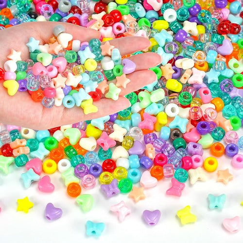 1000+PCS Assorted Pony Beads for Bracelets, 9mm Acrylic Rave Kandi Bead Bulk by Sunlode