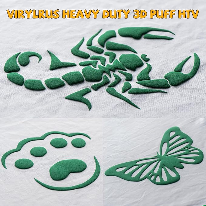 VinylRus Puff Heat Transfer Vinyl-12” x 5ft Green Heavy Duty Puff Iron on Vinyl - Image 7