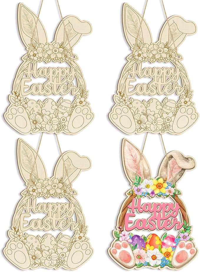Large Size 12" Wooden Easter Ornaments to Paint, Wooden DIY Blank Unfinished by Sophena