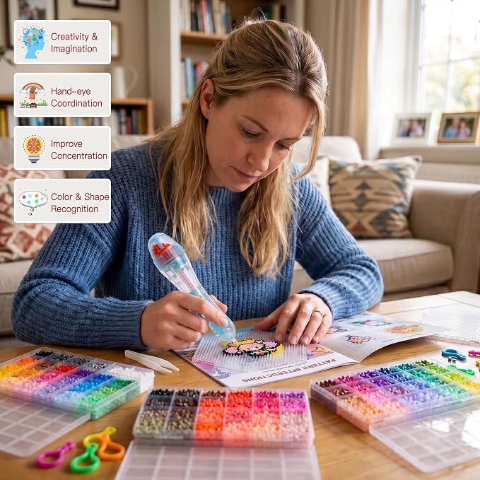 Quefe Fuse Beads Kit 36000 Pcs 72 Colors 2.6mm Mini Beads Craft Kit Including - Image 7