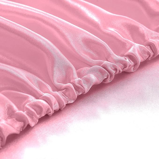 Homiest Pink Satin Fitted Sheet Queen Size, Deep Pocket, Luxury & Ultra Soft - Image 4