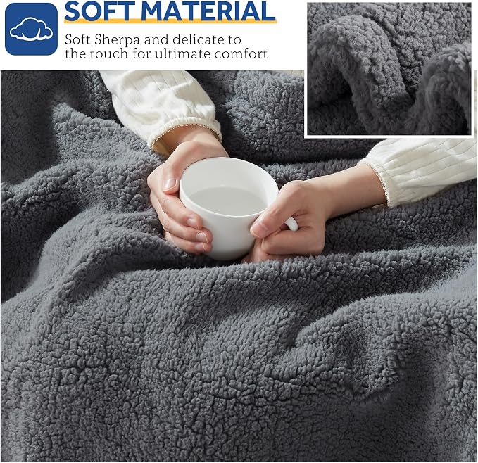 Sealy Electric Blanket Full Size, Soft Sherpa Heated Blanket Single Control - Image 7