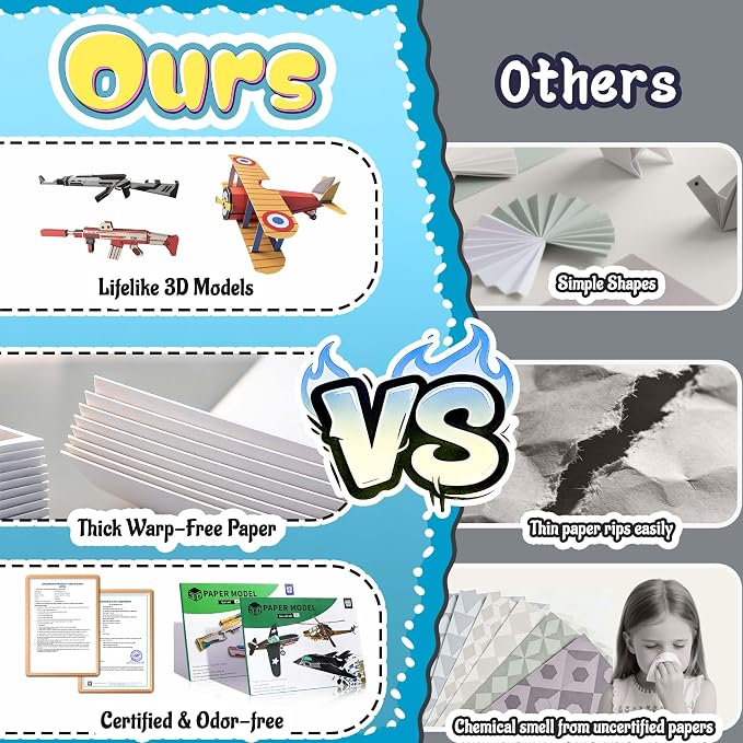 2 Themes in 1, 3D Model Paper Airplane Kits, DIY Origami Kit - Image 6