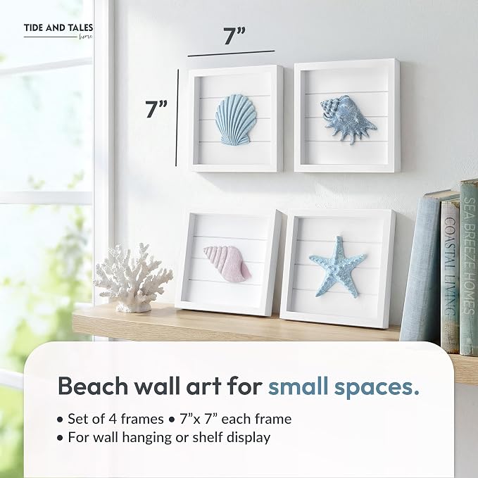 Tide and Tales 3D Seashells & Starfish Coastal Wall Art Decor Beach Wall Decor - Image 2