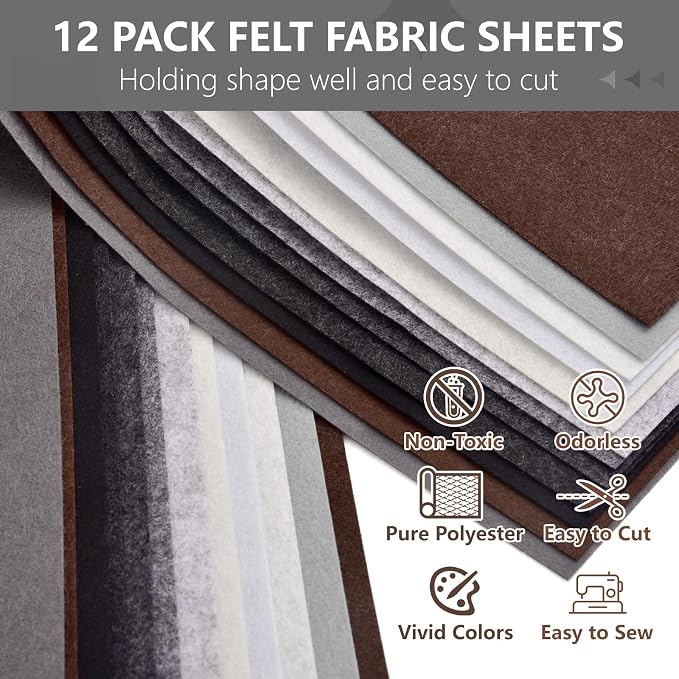 12 Rolls 8"x35" Large Stiff Felt Sheets, 1mm Felt Fabric Sheet - Image 4