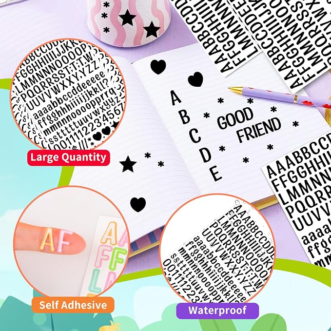 Letter Stickers 0.5 inch, Self-Adhesive Vinyl Waterproof ABC Letter Stickers - Image 3