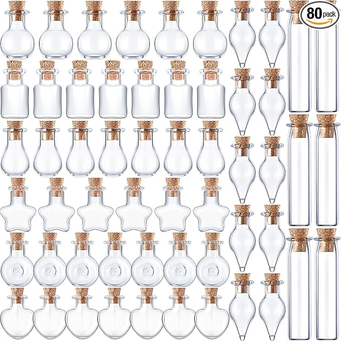 Geiserailie 80 Pieces Tiny Glass Bottles Spell Jars by Geiserailie