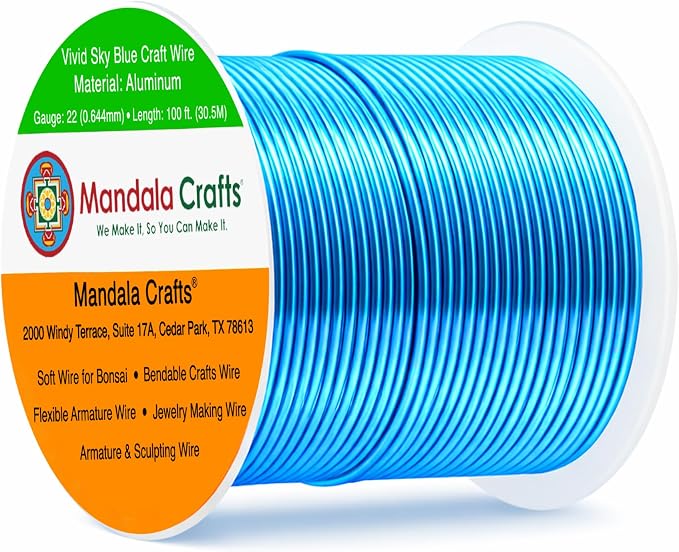Mandala Crafts 22 Gauge Vivid Sky Blue Anodized Aluminum Craft Wire, 100 FT | by MandalaCrafts