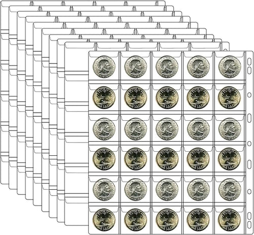 10 Sheets Coin Collection Pages, Coins Pocket Page by Ettonsun