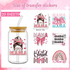 Rngmsi 20 Sheets Mom UV DTF Cup Wrap, Mama Waterproof Cold UV DTF Stickers | - Image 2