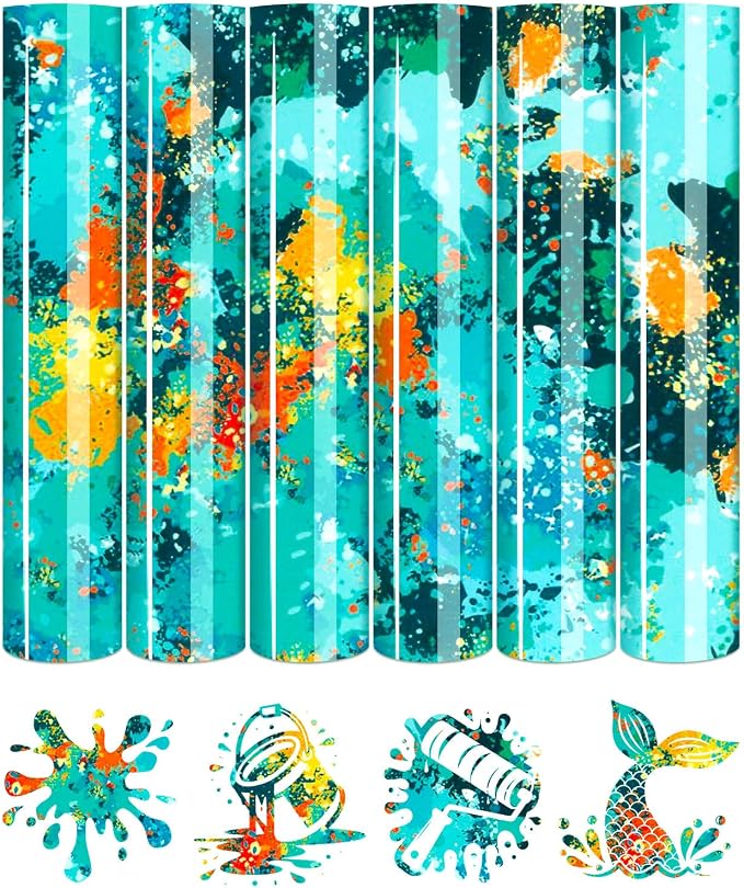 Tintnut Blue Splash Heat Transfer Vinyl, stretch washable, works by Tintnut