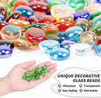 1 LB Green Flat Glass Beads, 160-180PCS Small Glass Marbles, Mini Flat Round - Image 3