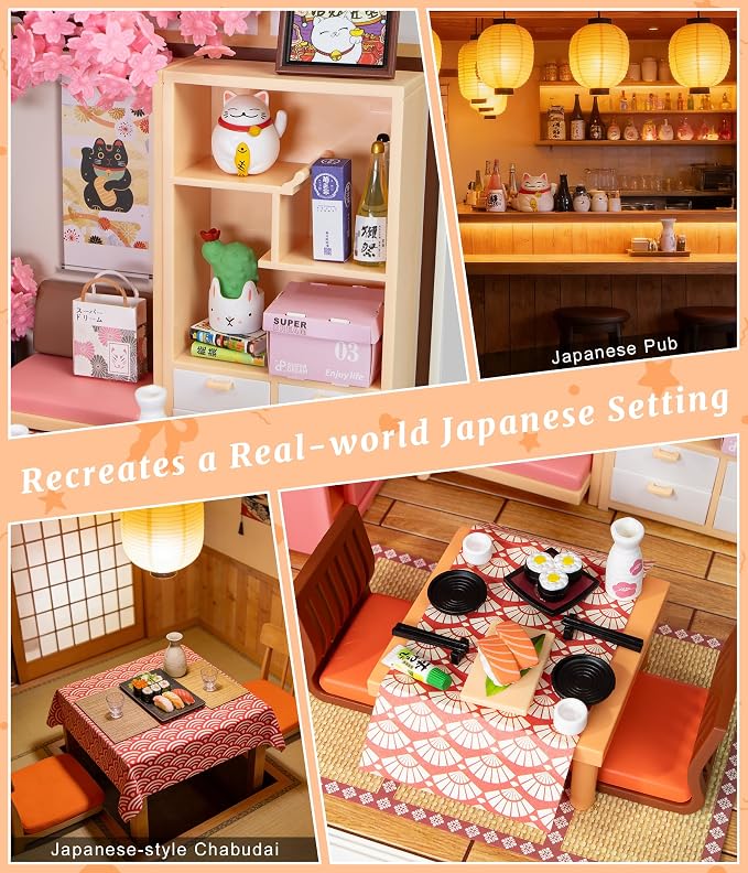 Sakura Izakaya Miniature House Kit, DIY Japan Street Style Dollhouse Kits - Image 7