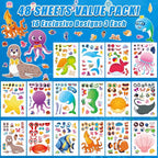 48 Sheets Create Funny Ocean Animals Stickers, Make a Face Stickers - Image 3
