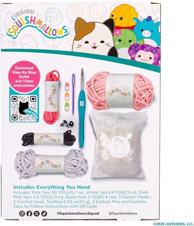 Original Squishmallows™ Crochet Kit – Archie Bag Charm, Axolotl Crochet Kit - Image 9
