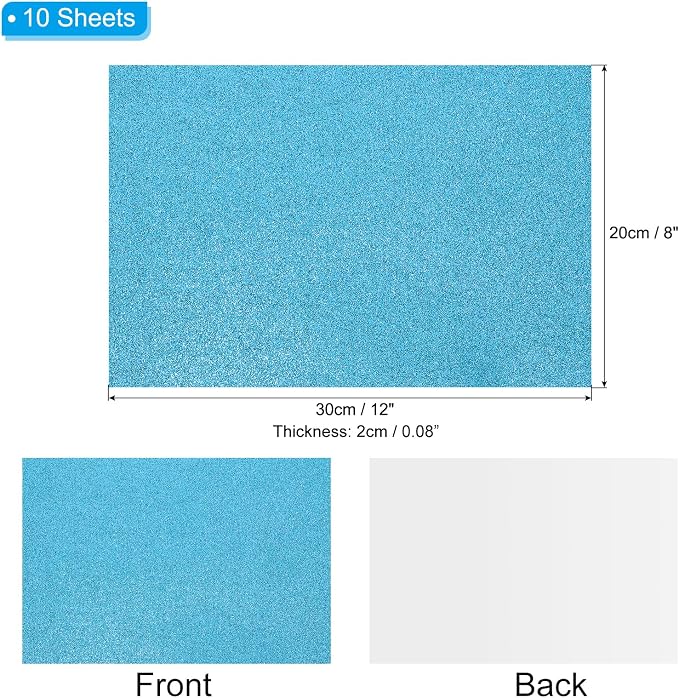 PATIKIL Light Blue Shiny EVA Glitter Foam Sheet 11 x 8 Inch 2mm Thick - Image 2