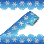 69 Feet Winter Snowflake Bulletin Board Borders, Scalloped Border Trim Holiday by Unknown