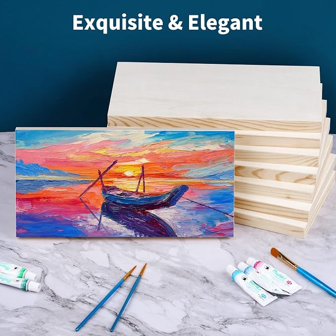 ADXCO 8 Pack Wood Panels 6 x 12 inch Wooden Canvas Board Unfinished Wooden - Image 6