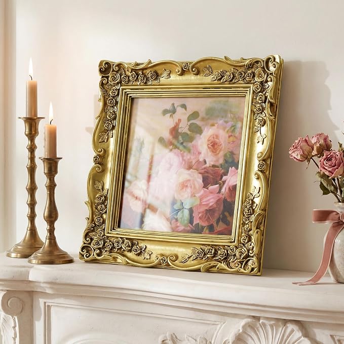 Cuspin 6x6 Gold Picture Frame Square, Vintage Ornate Resin Photo Frame - Image 7
