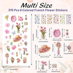 Pengxiaomei 375 Pcs French Flower Stickers - Image 2