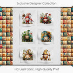 Gnome Patchwork Cotton Fabric Panel – 6 Designs 10×10 inch + Bonus Patchwork - Image 4