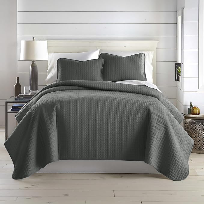 Southshore Fine Living, Inc. Twin Summer Quilts Set, Quilted Grey Bedspread by SouthshoreFineLivingInc