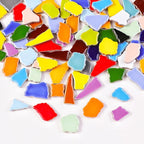 1.1lb Ceramic Mosaic Tiles, Mixed Colour Ceramic Mosaic Pieces by Unknown