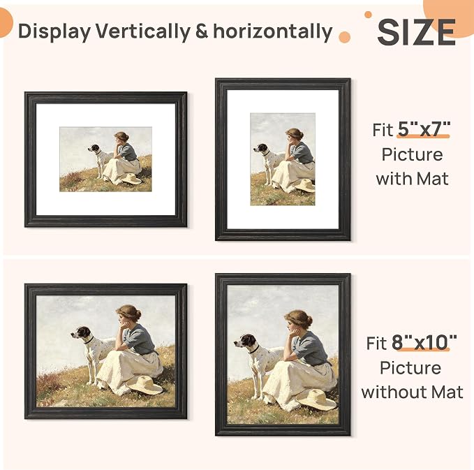 upsimples 8x10 Picture Frame, Vintage Frames Decor, Wall or Tabletop Display - Image 2