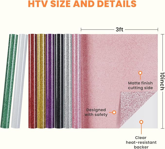 HTVRONT Glitter HTV Vinyl Bundle - Image 7