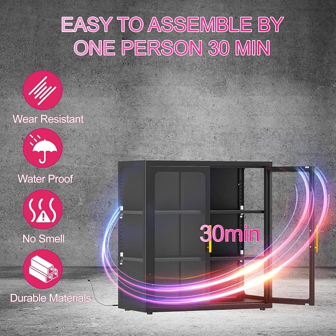 34" Display Cabinet with Glass Doors, 4-Tier Curio Cabinet with Many Color - Image 9