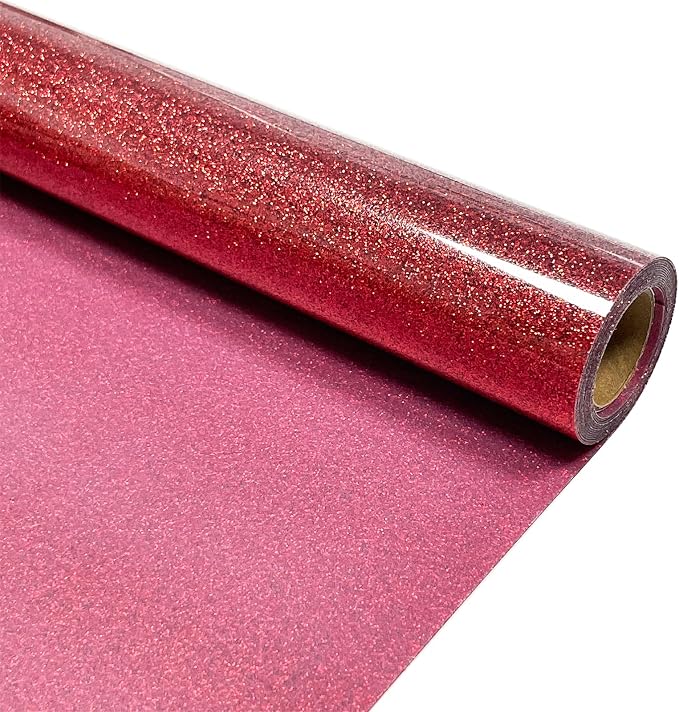 Red Glitter Heat Transfer Vinyl 12" x 5 ft HTV by MerryMade