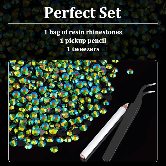 4000pcs 4mm Resin Rhinestones Bulk, Emerald Black AB Flatback Round Jelly - Image 6