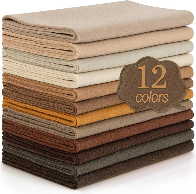 12 Rolls 8"x35" 1.4mm Thick Soft Felt Fabric Sheet 12 Assorted Brown Tone by MITINU