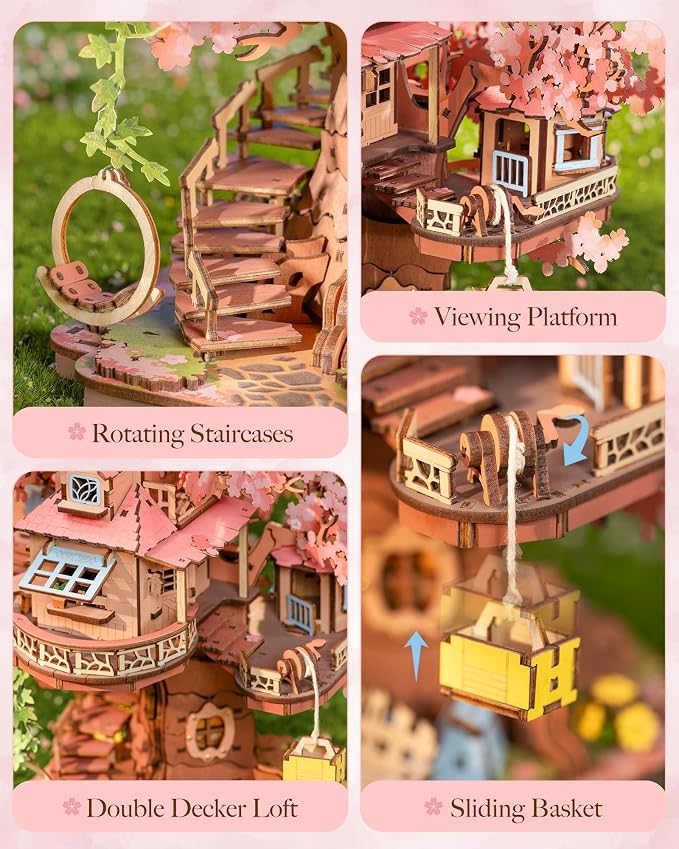 Rolife DIY Miniature House Kits Sakura Tree House 12" 3D Wooden Puzzles - Image 5