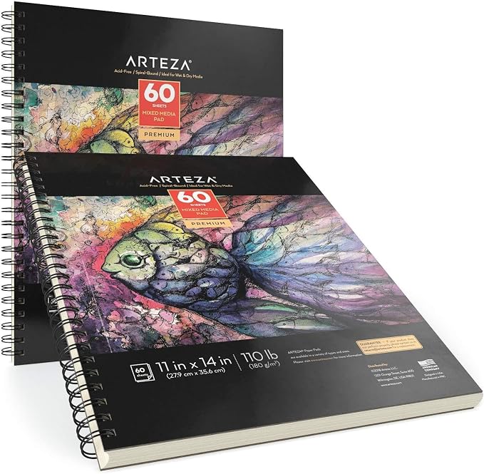 ARTEZA Mixed Media Sketchbook, 11x14 Inches – 2-Pack, 60 Spiral-Bound Sheets - Image 4