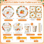 450 Pcs Little Cutie Baby Shower Tableware Set Decorations A Little Cutie is on - Image 2