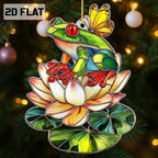 2D Flat Faux Stained Glass Frog Christmas Acrylic Ornament, Frog Ornaments - Image 4