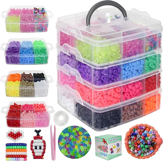 4500Pcs Glow in The Dark Pony Beads Bulk, 30 Colors Rainbow Kandi Bead by JULIMAIDONG