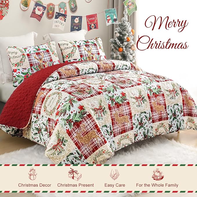 Exclusivo Mezcla Reversible Christmas Quilts Twin Size - Image 2