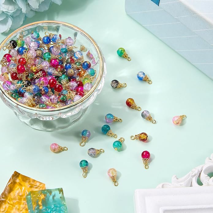 150Pcs Crystal Dangle Charms for Jewelry Making Crackle Bulk Small Cute Charms - Image 3