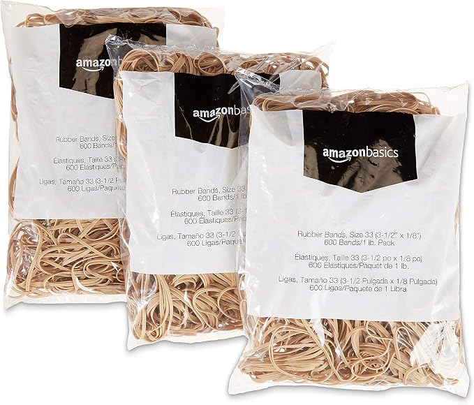Amazon Basics Rubber Bands, Office Supplies, Size 33, 600 Bands/1 lb Pack - Image 3