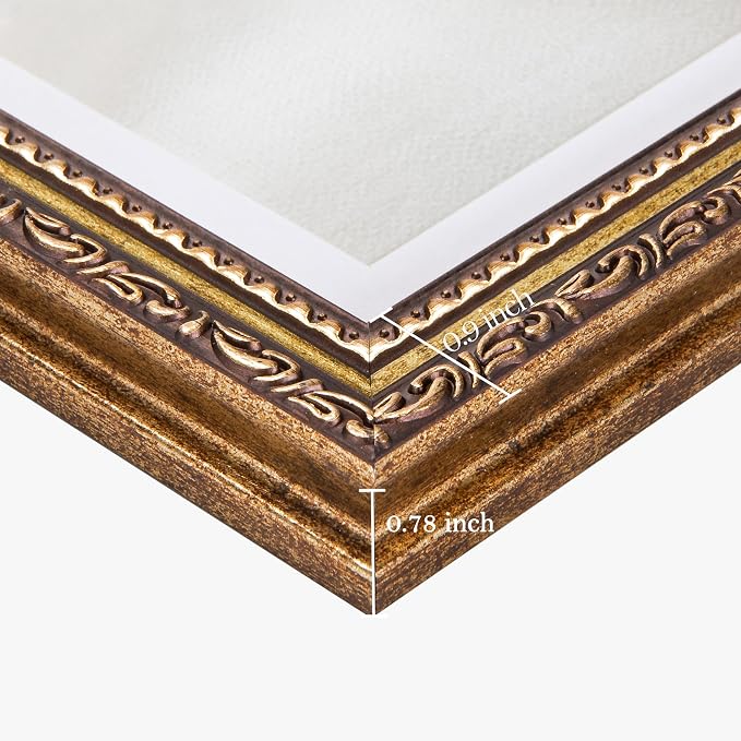 eletecpro 8.5x11 Vintage Picture Frame, Glass Cover, Bronze Gold, Horizontal or - Image 5