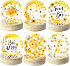 Funnymoom 60 Pcs 7 Inch Honey Bee Paper Plates Bee Happy Shower Tableware by Funnymoom