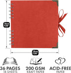 Bstorify Square Scrapbook Photo Albums 7 x 7 Inch Red Thick Paper, Metal Corners - Image 2