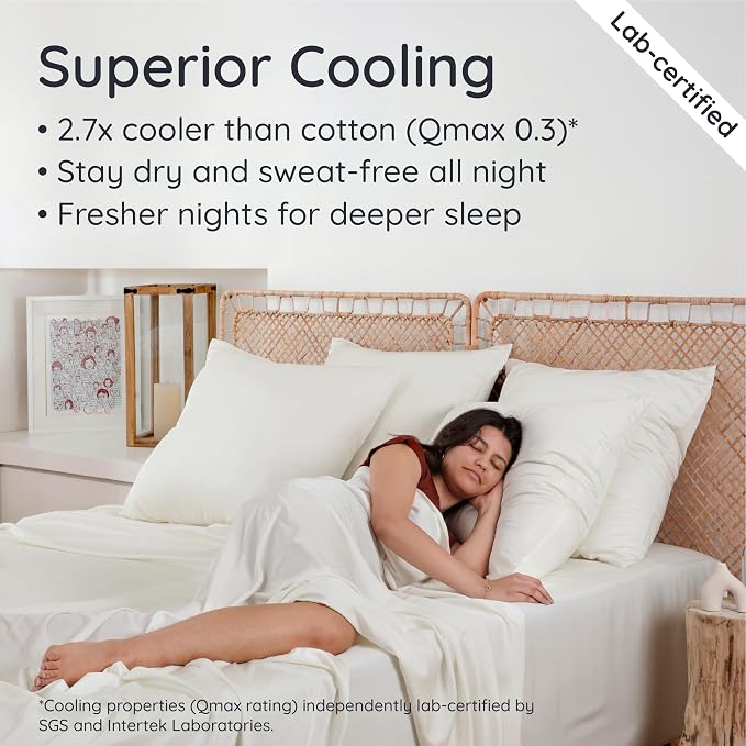 Bambaw 100% Viscose Derived from Bamboo Sheets Twin Size, Cooling Fitted Sheet - Image 3